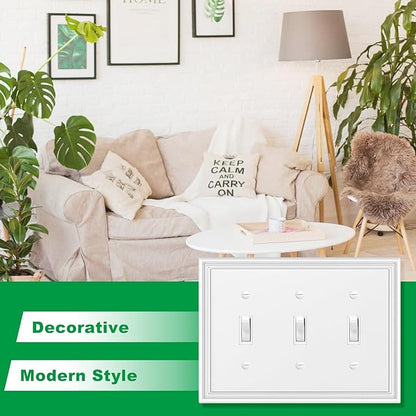 Decorative Wall Plate Light Switch Cover Decorator Outlet Covers Rocker Switch Plates Bamboo Fiber Material Wall Plates for Kitchen Bathroom (3 Gang Triple Toggle-1 Pack)