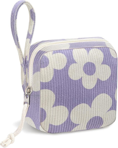 Corduroy Period Pouch for Women, Cute Sanitary Pad Pouch by CetyVoyie
