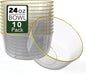 Trendables Clear Plastic Bowls - 24 Oz Set of 10, Gold Rimmed, Fancy Serving Bowls - Perfect for Ice Cream, Salad, Candy
