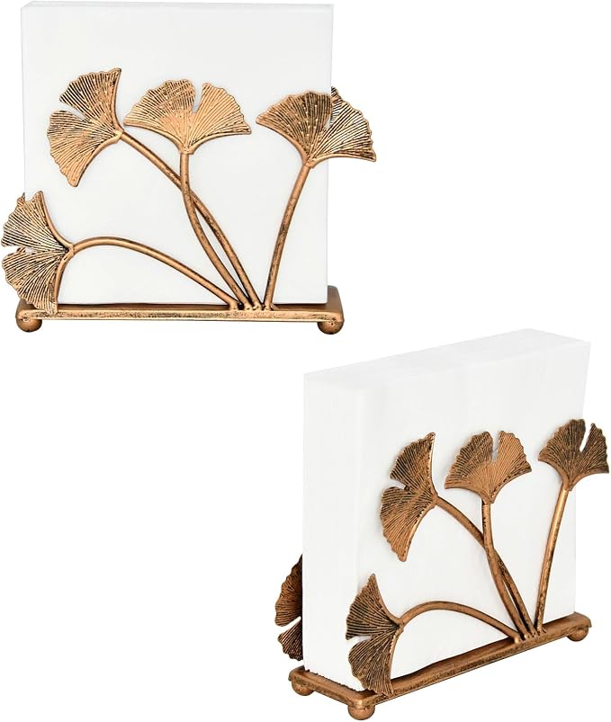OwlGift Set of 2 Modern Ginkgo Leaves Design Napkin Holder - Image 3