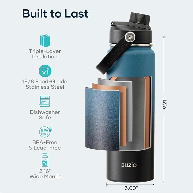BUZIO 24 oz Insulated Stainless Steel Water Bottle - Image 4