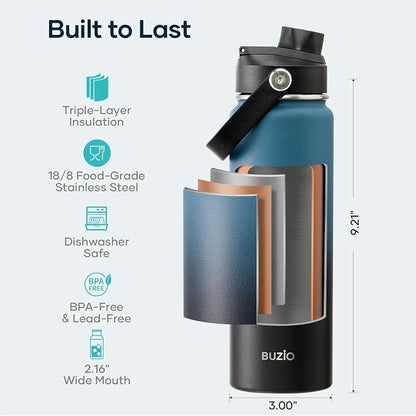BUZIO 24 oz Insulated Stainless Steel Water Bottle - Image 4