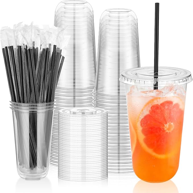tchrules 50 Set 18oz Clear Round Bottom Plastic Cups by Tchrules
