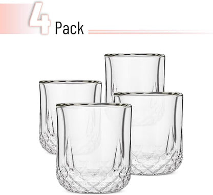 BTaT- Double Walled Drinking Glass, 4 Pack, 7 oz, Stylish Insulated Rocks Glass - Image 2