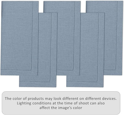 Ruvanti Premium Linen Napkins Set of 6-20x20 Inch, Classic Hemstitch, Mitered Corner Cloth Napkins - Soft, Elegant Dinner Napkins Cloth Washable for Weddings, Parties, Everyday Use - Grey