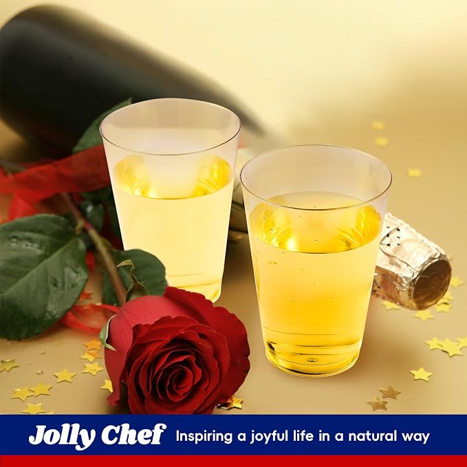 JOLLY CHEF 10 oz Clear Disposable Plastic Cups 50 Pack, Heavy duty Party Glasses - Image 6