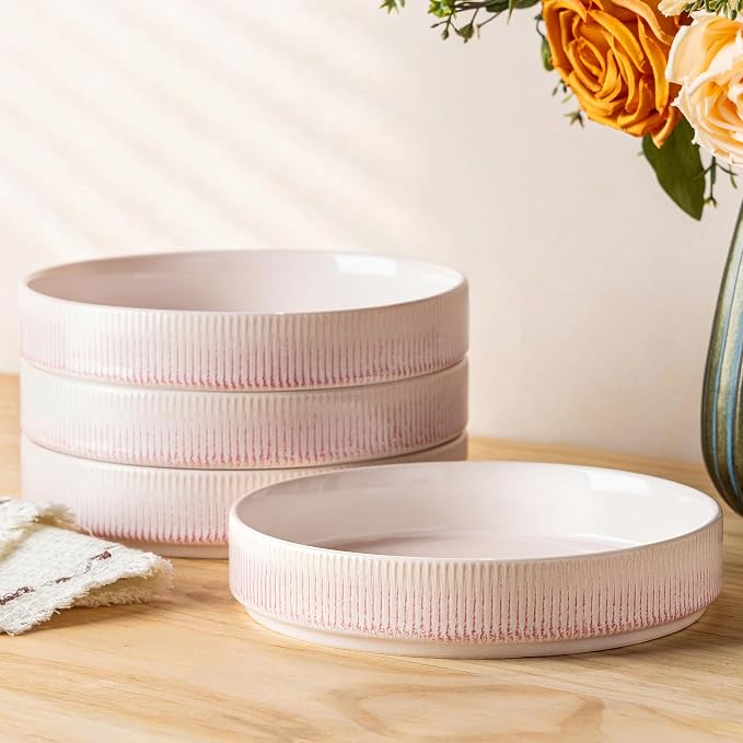 7.5" Ceramic Pasta Bowls Set of 4, Salad Bowls | Versatile Serving Bowls by TheTerra