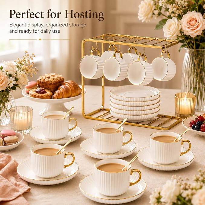 Ceramic Coffee Cup and Saucer Set - Image 2