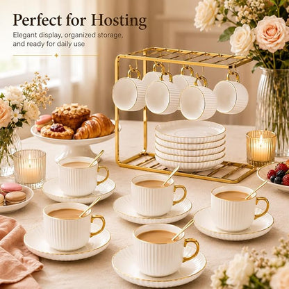 Ceramic Coffee Cup and Saucer Set - Image 2