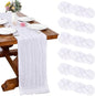 6 Pack White Cheesecloth Table Runner 35 x 120 Inch | Boho Gauze Fabric by RestfulGlow