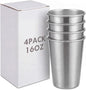 Mimorou 4 Pack 16 oz Stainless Steel Pint Cups Metal Cups Unbreakable Drinking by Mimorou