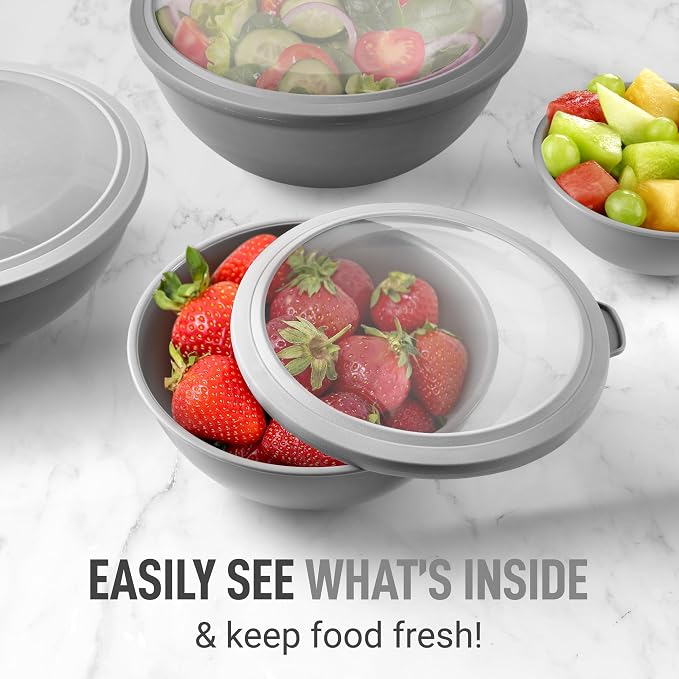 Zulay Kitchen 12 Piece Plastic Nesting Mixing Bowls - Image 5