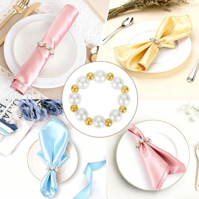 Pearl Napkin Rings Set of 12, Handmade Imitation Pearl Napkin Rings, Napkin - Image 7