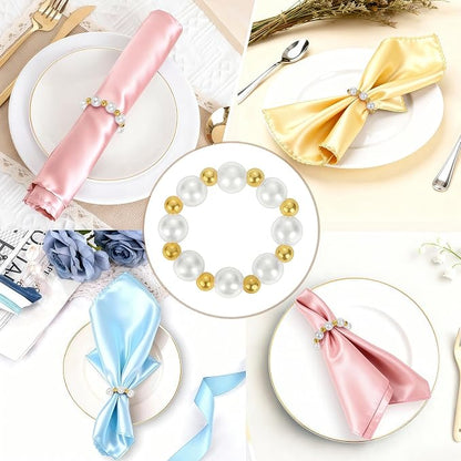 Pearl Napkin Rings Set of 12, Handmade Imitation Pearl Napkin Rings, Napkin - Image 7