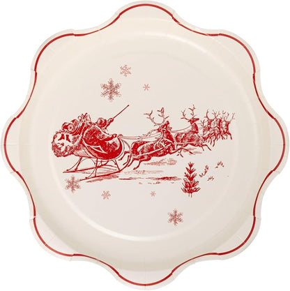 My Mind's Eye Red Vintage Line Art Paper Plates – 8″×8″, 9 Count Holiday - Image 2