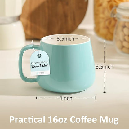 Teocera 16oz Ceramic Coffee Mugs Set of 4 – Stackable Latte Cups, Dishwasher & - Image 3