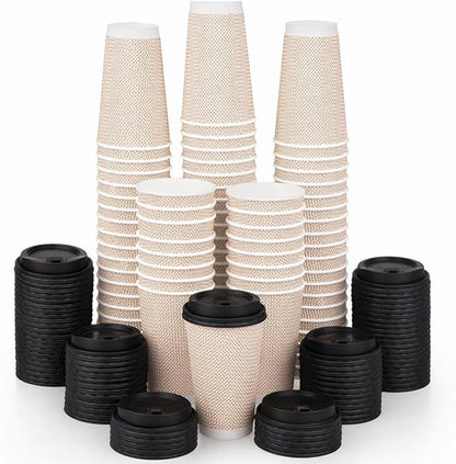 Promora 16 oz Natural Cream Disposable Coffee Cups - Image 9