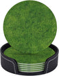 6 Pcs Green Grass Leather Coasters by CAPVKING