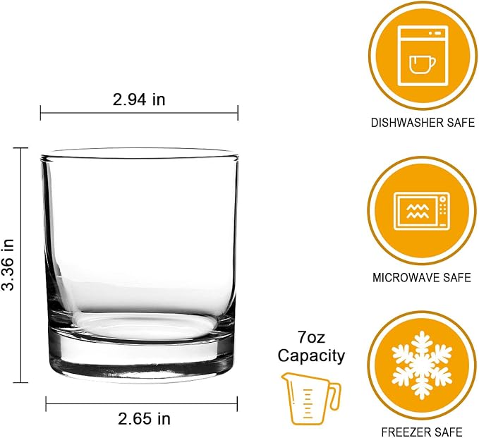 QAPPDA Whiskey Glasses 7oz, 12 Pack Old Fashioned Glass | Clear Premium - Image 2