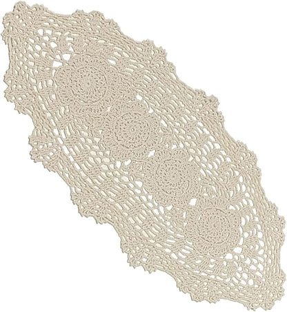 Phantomon Oval Lace Table Runner Doilies Floral Table Scarf Furniture Cloth by Phantomon