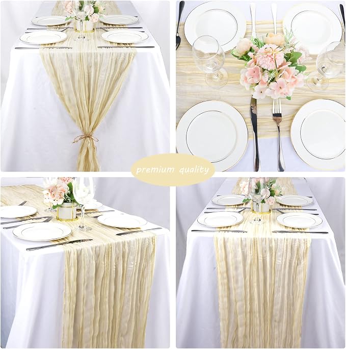 12 Pack 10Ft Cheesecloth Table Runner 35x120 Inch Boho Gauze Rustic Cheese - Image 5