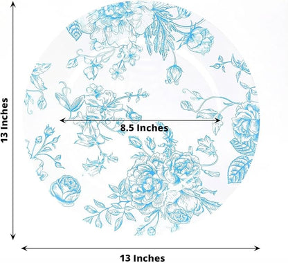 Efavormart 6 Pack Floral Acrylic Charger Plates in French Toile Pattern - Image 2