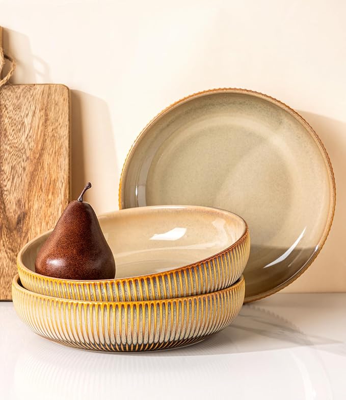 8.5" Ceramic Pasta Bowls Set of 4, Salad Bowls | Versatile Serving Bowls - Image 6