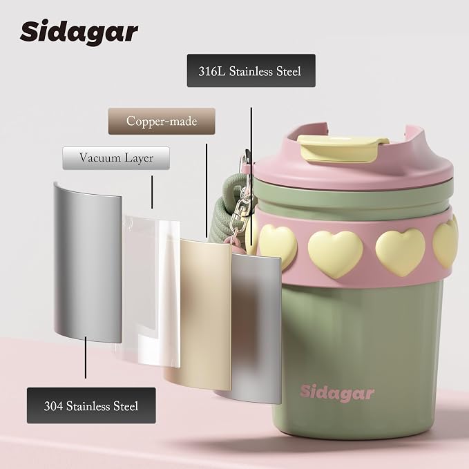 SDGA+ 12 oz Travel Coffee Mug Spill Proof Leak Proof, Stainless Steel Thermal - Image 7