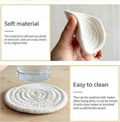 Coasters Set of 8, Cotton Woven, 4.3 inches, - Image 3