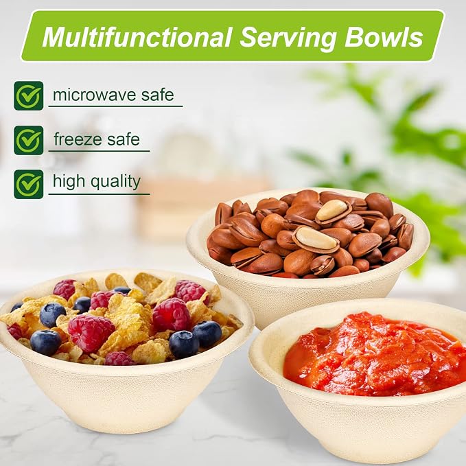 6oz Small Compostable Paper Bowls, 100 Pack Biodegradable Bagasse | - Image 5