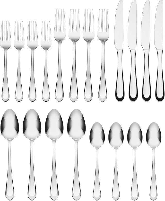 Hampton Forge Silverware Set, Alessi Mirror 20 Piece Everyday Flatware Set - Image 2