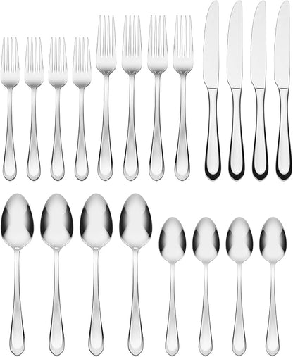 Hampton Forge Silverware Set, Alessi Mirror 20 Piece Everyday Flatware Set - Image 2
