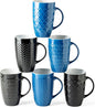 AmorArc 20 oz Large Coffee Mugs Set of 6, Tall Ceramic Coffee Cups | 3 Assorted by AmorArc
