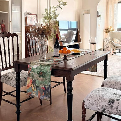 Green Table Runner, Cotton Polyester Printed Floral Waterproof Table Runner - Image 7