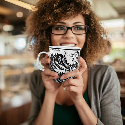 Karma Gifts 14 oz Black and White Boho Mug Mermaid - Image 6