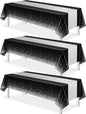3Pcs Black and Silver Tablecloth Party Decorations, Plastic Black Table Cloth by MASHAN