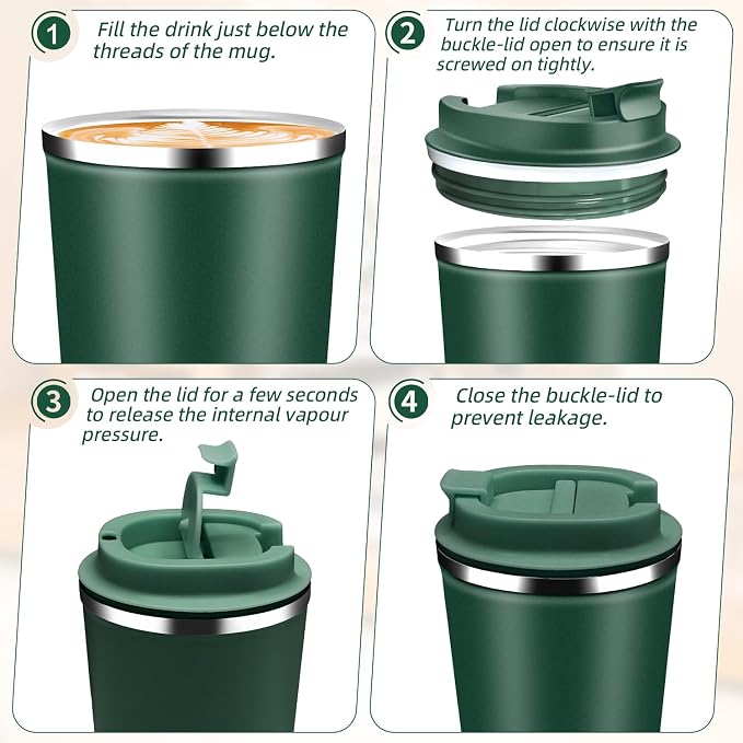 Insulated Travel Coffee Mug Reusable Coffee Tumbler Cup - Image 8