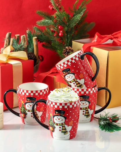 HASENSE Christmas Coffee Mugs Set of 4, 15 oz Ceramic Holiday Cups - Image 2