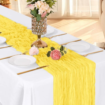 6 Pack Lemon Yellow Cheesecloth Table Runner, 17 x 108 Inch, Gauze Cheese Cloth - Image 3