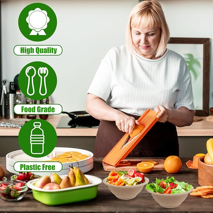 Tiaiidi 200 Pack Compostable Natural Paper Bowls, 8 oz Disposable Paper Bowls - Image 5