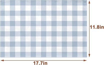 Dusty Blue Gingham Placemats Light Blue Checkered Table Mats - Image 3