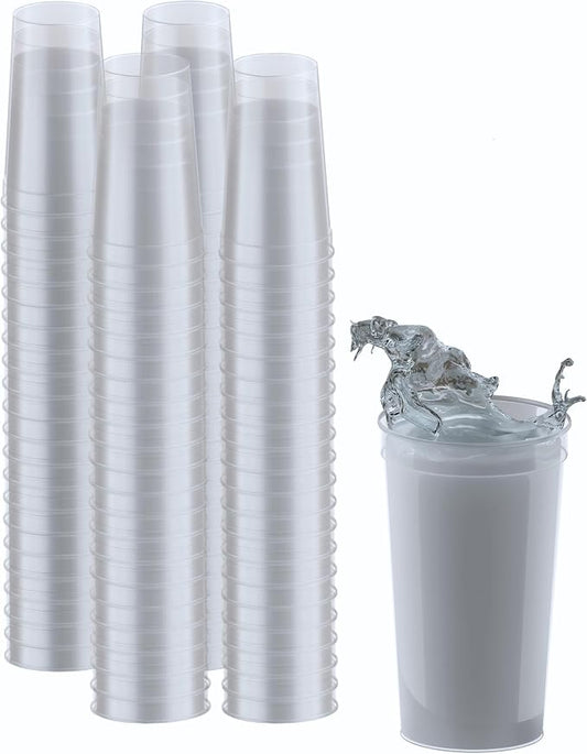 PartyPrints 100 Pack 32 oz Clear Reusable Blank Plastic Cups, Colored Plastic by PartyPrints