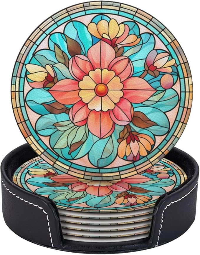 Floral Coasters For Drinks, Floral Decor Bar Drink Coasters For Coffee Table by petloverdoglovercommunity