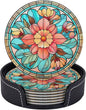 Floral Coasters For Drinks, Floral Decor Bar Drink Coasters For Coffee Table by petloverdoglovercommunity