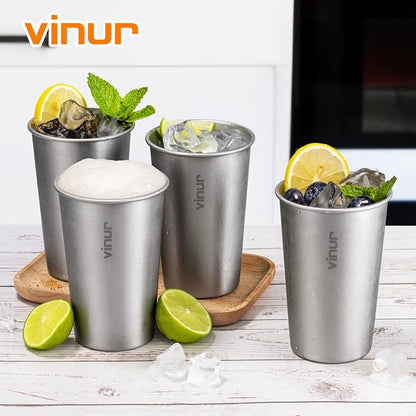 16 oz Stainless Steel Pint Cups-Stackable Metal Drinking Glasses 4 Pcs | - Image 7