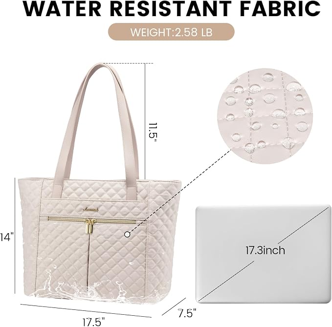 LOVEVOOK Laptop Bag for Women 17 inch, Diamond Quilted Work Tote Bags Womens - Image 4