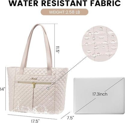 LOVEVOOK Laptop Bag for Women 17 inch, Diamond Quilted Work Tote Bags Womens - Image 4
