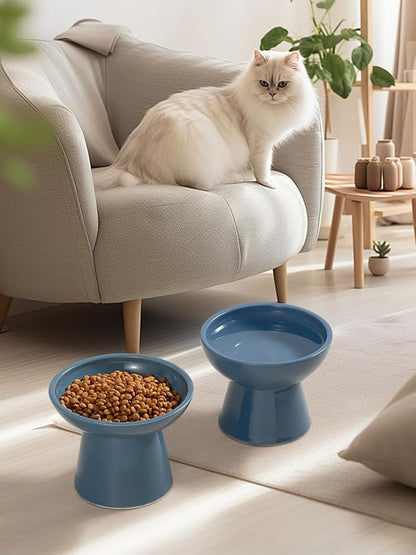 LoeJan Elevated Cat Food and Water Bowls Set, Extra Wide and Raised Ceramic - Image 6