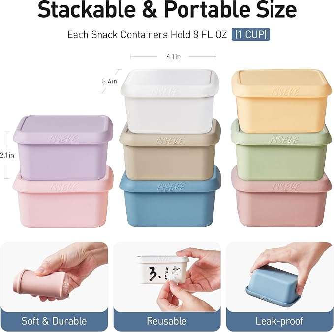 ISSEVE 8Pack 8oz Silicone Snack Containers - Image 2