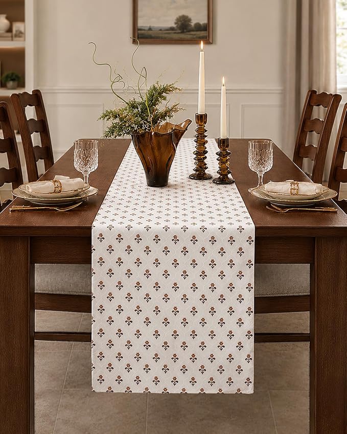 13"x 72" Jacquard Woven Chenille Table Runner, Floret Grace | Exquisite Jacquard - Image 5
